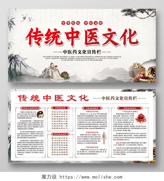 水墨风中国传统中医药文化宣传栏中医文化宣传栏